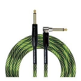 KIRLIN Cable IWB Instrument Cable, 1/4-Inch Right Angle to Straight, Black Green Wave, 10FT (IWB-202 BFGL-10/WBG)
