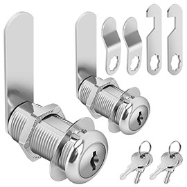 Cam Locks Cabinet Locks Keyed Alike, 1-3/8'' (Length) Cylinder Fits on 1-1/8'' Max Panel Thickness, Secure Files Drawers RV Storage Locks Replacement Set, Zinc Alloy (1-3/8 Inch 2Pcs)