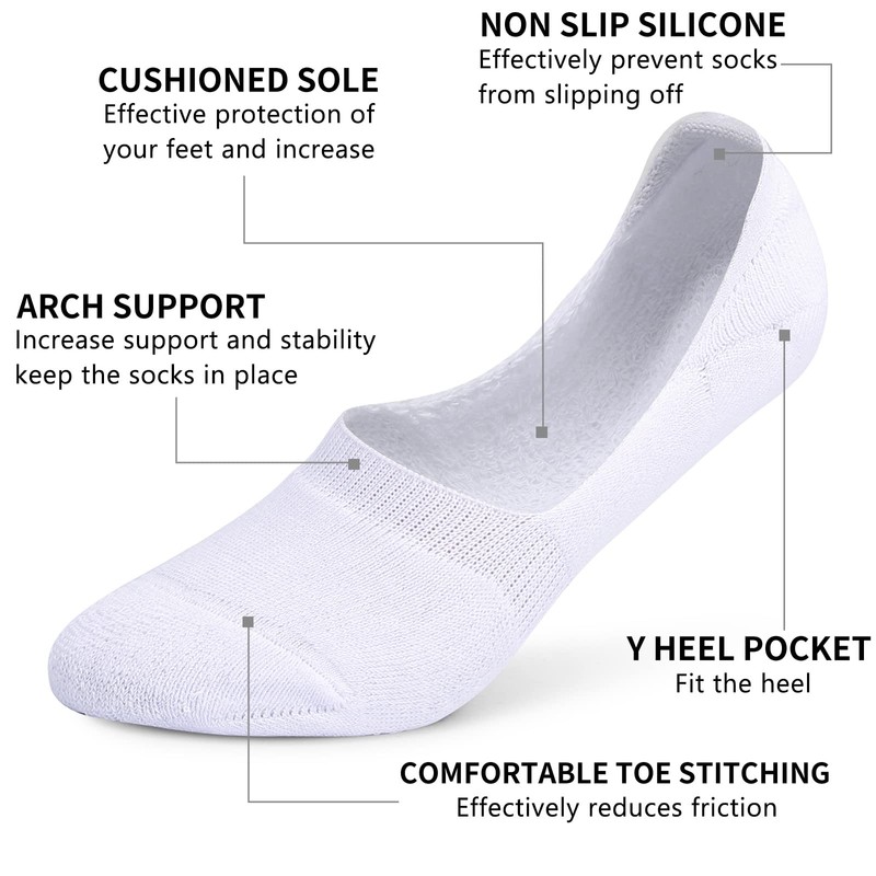 Leotruny 6 Pairs Unisex Thick Cushion Athletic Cotton Non Slip