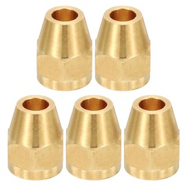 PATIKIL 1/4" Brass Flare Nut, 5Pcs 45 Degree Short Flare Tube Fitting Pipe Fittings for Air Conditioner, Water, Air, Oil, Gas Line, Brass Tone