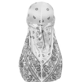Trifong Durag Glossy Fabric Du-rag Pirate Bandana, Hip Pop, Dance, Wave Cap, Durag, Hiphop Costume, Dance Costume, Rapper, Breakdance, Dancer, Bandana Cap, Hair and Scalp, Protection, Breathable,