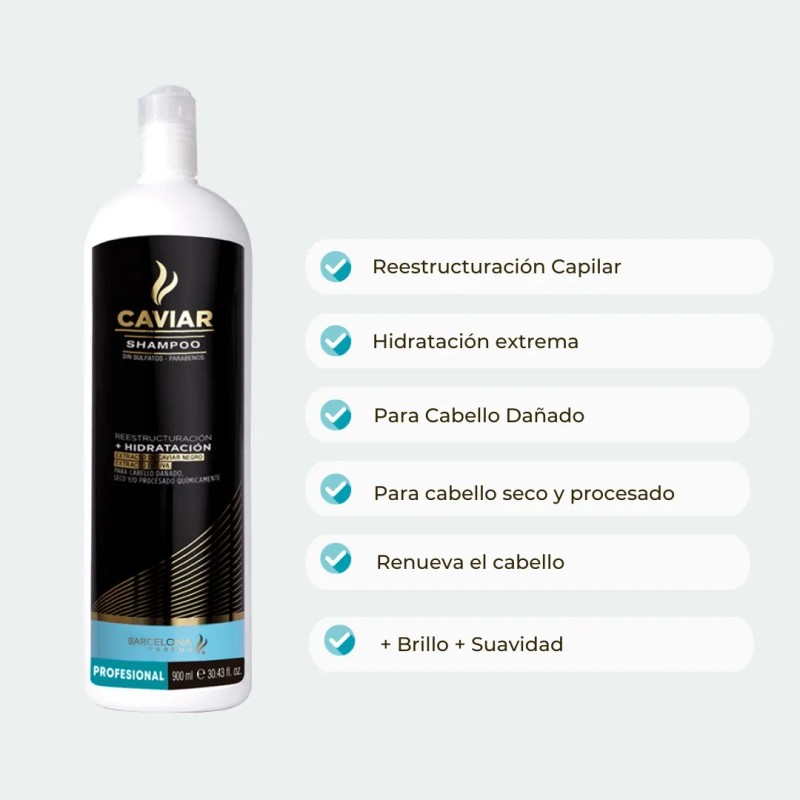 Caviar Shampoo + Reestructuración + Hidratación 900ml