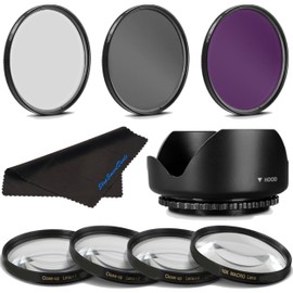 67MM Professional Macro & Lighting Filter Kit for Panasonic Lumix G Vario 100-300mm F4-5.6 OIS, 67 mm CPL + UV + FLD + 4 Piece Close Up Kit & 67 mm Lens Hood, 67mm Filter Bundle