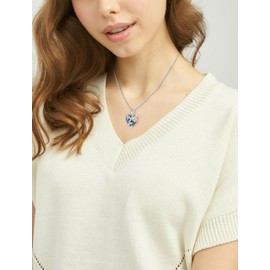 VA JENT Heart Necklace for Women Love Heart Butterfly Pendant Necklaces 925 Sterling Silver Birthstones Necklace Rainbow Black Cubic Zirconia Jewelry for Her Mom