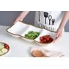 Pampa Bay Porcelain with Titanium Finish 3-Section Serving Tray Platter