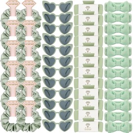 Loanzeg Bridesmaid Scrunchies Proposal Hair claws clips Set of 12 Bridal Shower heart sunglasses Gifts headbands for Wedding Bachelorette Party Favors (48pcs Sage Green)