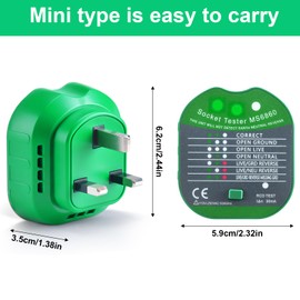 Socket Tester,110-250V Voltage Detector,Socket Tester Uk,Automatic Electronic RCD Plug Tester,Neutral Leakage and Polarity Detector，7 Diagnostic Results for Power Socket Wiring Inspection (st-1)