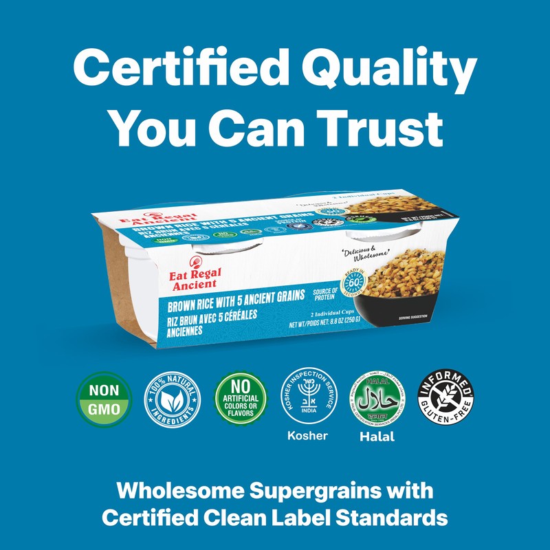 Eat Regal Brown Rice with 5 Ancient Grains Cups, Always