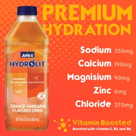 Jumex Hydrolit Quick Rehydration and Recovery Beverage, Natural Orange-Mandarin Flavor, 21.1 fl oz BPA-free Bottle, 12-Pack