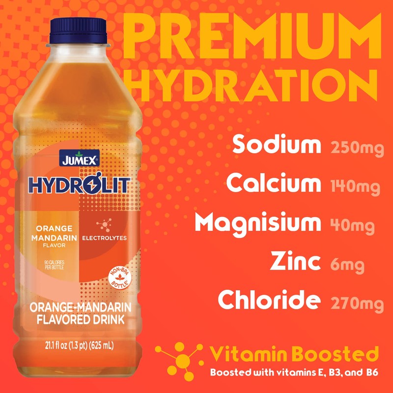 Jumex Hydrolit Quick Rehydration and Recovery Beverage, Natural Orange-Mandarin Flavor,