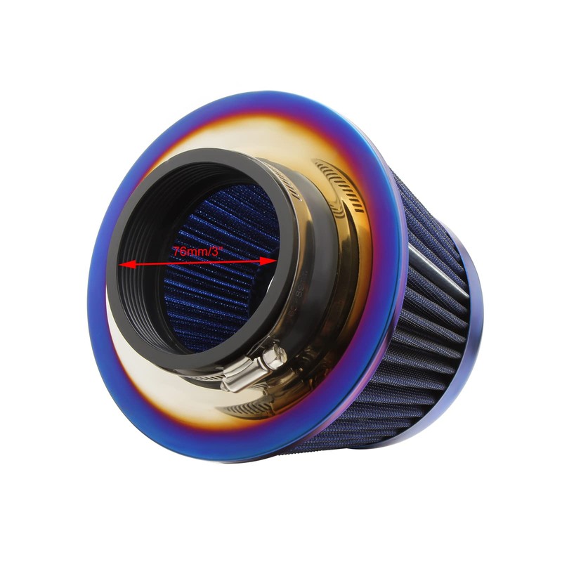 Skyplanet 76mm 3" Universal Intake Air Filter High Mesh Cone(Blue)