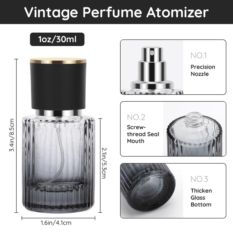 Segbeauty 1oz Perfume Refill Bottle Travel Atomizer, 4pcs Refillable Glass