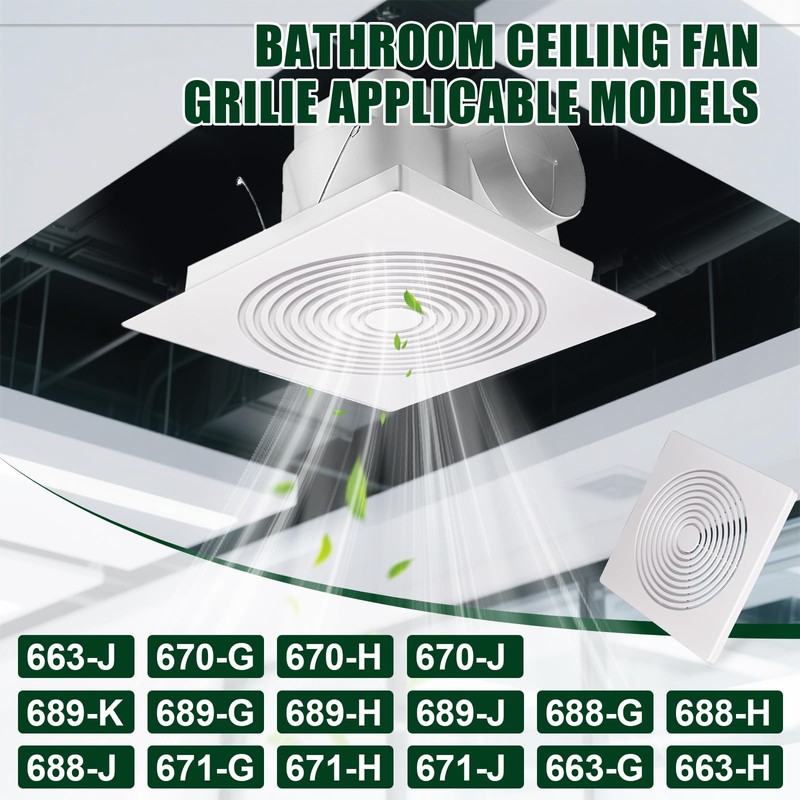 PTLEVYN Bathroom Exhaust Fan Cover White Matte Bathroom Ceiling Fan