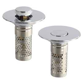 QIYUDA 2Pcs 2 in 1 Bathroom Sink Stopper Hair Catcher with Basket, Pop up Bath Stainless Steel Floor Drain Filter for 0.9~2.3 Inch Drain Holes, Universal Plug Strainer Anti-Clogging
