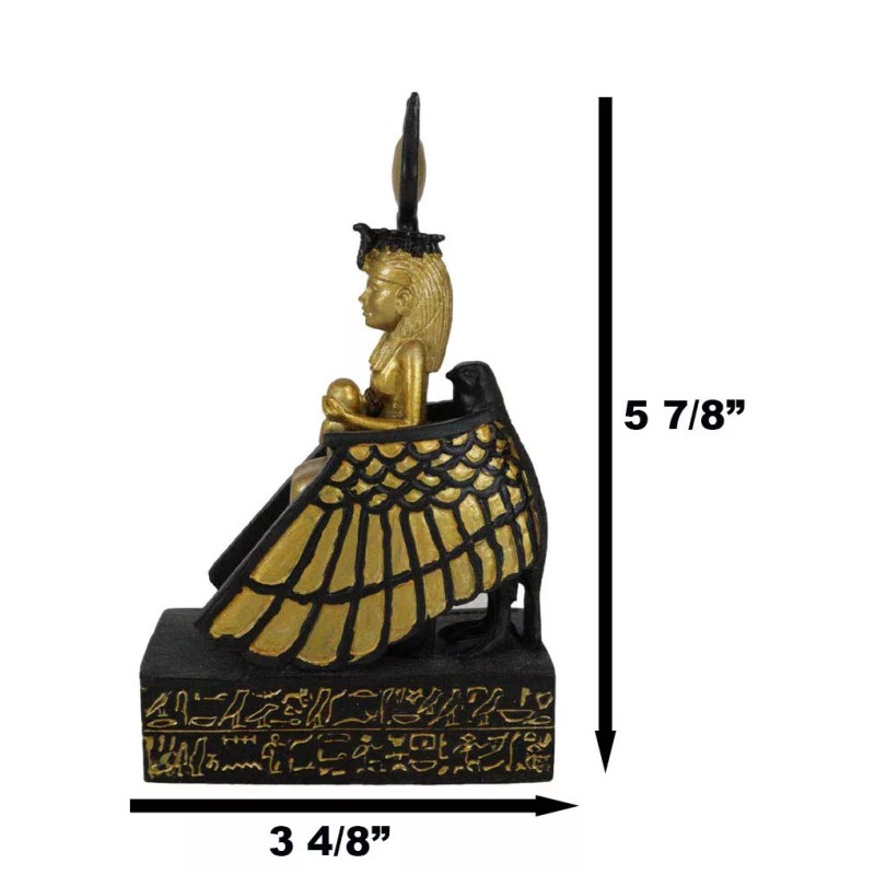 Classical Egyptian Golden Goddess Iset Isis Ra Nursing Horus Baby
