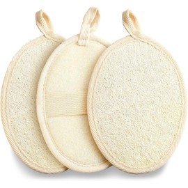 Lumbor37 Esponja Natural de Lufa, Exfoliantes Naturales Puras, Limpieza Profunda Cuidado de la Piel Para Baño Spa Ducha（3P）