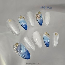 [M;H #] Summer sea handmade nail tips - Enter Lake Owen in the delivery message / [M;H #] 여름바다 수제네일팁 - 배송메세지에 필수로 오왼 호수 입력