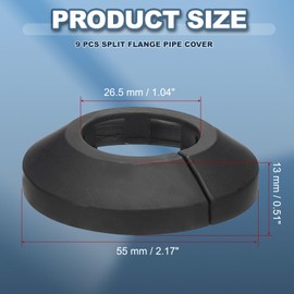 PATIKIL 26.5mm Plumbing Cover Plates, 9 PCS Wall Split Flange Pipe Cover Decoration Escutcheon Plate Collar Flange Water Pipe Cover Decoration PP Plastic for Wall Pipe Tube Hole, Black