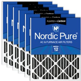 Nordic Pure 20x24x4 (19_3/8 x 23_3/8 x 3_5/8) Pleated Air Filter MERV 12 Plus Carbon 6 Pack