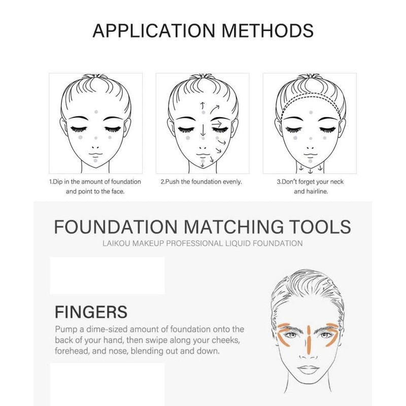 Liquid Foundation, Full Coverage, New Formula, Flawless Makeup Base Cream,