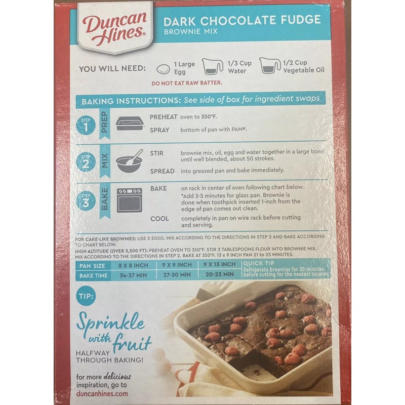Duncan Hines DARK CHOCOLATE FUDGE Baking Brownie Mix 13X9 FAMILY