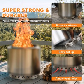 Uniflasy Fire Pit Stand for Solo Stove Ranger and Other 15" Outside Firepit, 304 Stainless Steel Heavy Duty Fire Pit Accessory Outdoor Fireplace Tools for Solo Stove Fire Pits and Camping Fire pits