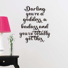 Motivational Quotes Wall Decals for Women: Inspirational Bedroom Bathroom Living Room Kitchen Office Gym Vinyl Art Wall Stickers - Darling You're a Goddess 20" X 24"