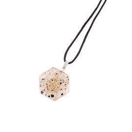 Aatm Reiki Energized Chakra Healing Rainbow Moonstone Orgone Round Pendant with CHO-KO-REI Symbol for EMF Protection & Meditation with Copper.