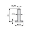 Emuca 2020805 Articulated leveller foot for furniture, M10x30mm, Set of
