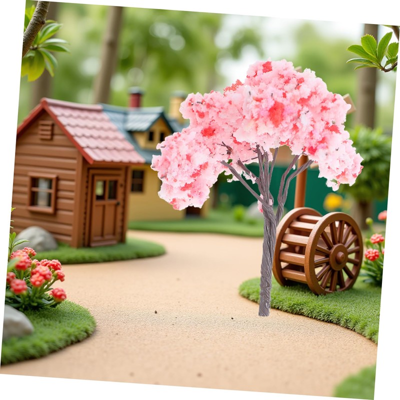 Ipetboom 10pcs Miniature Tree Pink Flower Decoration with Cherry Blossom