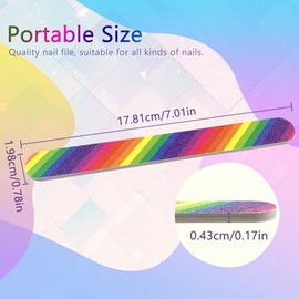 LNAUJS 12PCS Profesional Doble Cara 100/180 Grit Nail Limas Coloridas Manicura Pedicura Herramientas