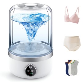 Ghegicu Portable Washing Machine, 1.5L Underwear Washer Rechargeable Cordless Makeup Sponges Cleaner Deep Clean Socks, Underwear, Baby Clothes, Washing Machine for Apartment, Dorm, Camping(White)