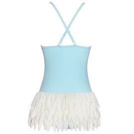 qyqkfly Girl Swan Adjustable Strap Cross Back One Piece Swimsuit (FBA) (6, Blue)