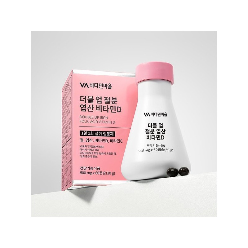 Wise 더블업 철분 엽산 비타민D 철분제 6병 총360캡슐 12개월분 Double
