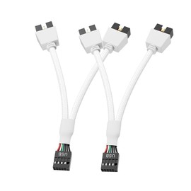 SSSUWP 2 Pack Motherboard 9pin USB2.0 to Dual 9 pin Extension Cable, Motherboard USB Header Splitter Cable, 9pin Splitter Cord (White)