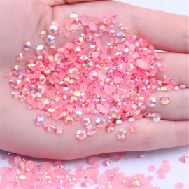 Flatback Rhinestones Round Gems for Nails Art and Crafts 1250Pcs SS20 5mm AB Crystals Glitter Stone DIY Bags Clothes Shoes (Dark Pink AB)
