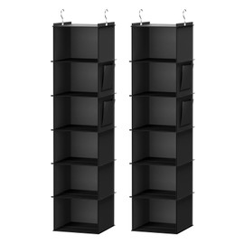 YOUDENOVA Hanging Closet Organizer, 6-Shelf Closet Hanging Storage Shelves, 2 Packs, Black