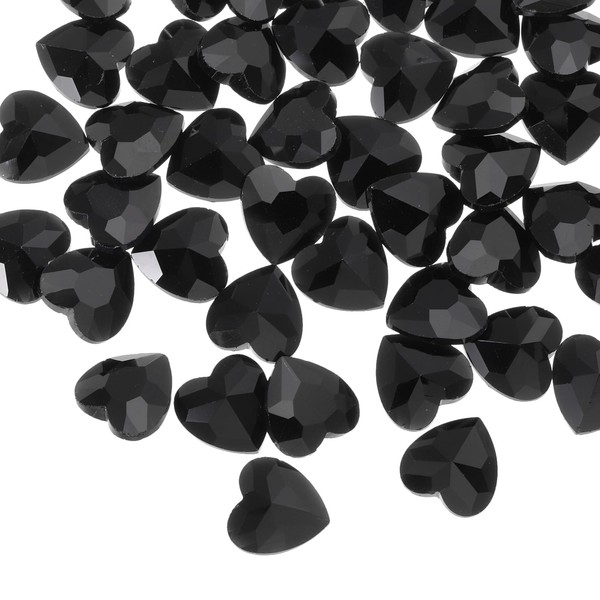 sourcing map 50Pcs Heart Rhinestones, 10mm Pointed Back Heart Glass