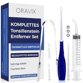 ORAVIX Tonsil Stone Remover Set, Easy to Remove Tonsil Stones and Stop Bad Breath, with LED Light, Tongue Cleaner and Syringe