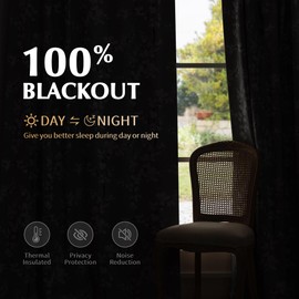 FMFUNCTEX 100% Blackout Floral Curtains for Bedroom, Grey Curtains 63 inch Length Blossom Flower Patterned for Living Room,Thermal Insulated Drapes Farmhouse, Grommet Top 2 Panels (White on Grey)