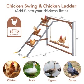 PETSFIT Chicken Perch for Coop-Solid Wood and Rustproof Iron Roosting Bar with Swing - Ideal for Backyard Poultry, Chicken Coops, and Farms-Easy to Assemble and Clean