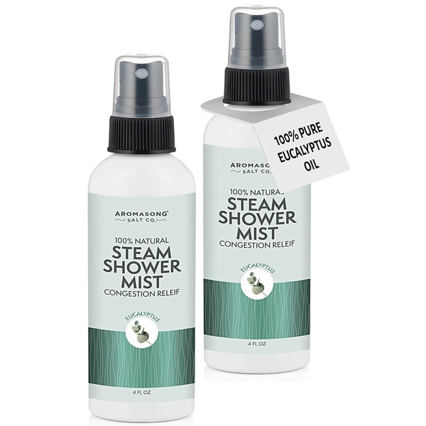Aromasong Eucalyptus Shower Spray 2-Pack - 100% Pure Eucalyptus Oil - Natural Essential Oil Mist for Relaxing Aromatherapy Infusion Vapor for Hot Tub, Spa, Steam Sauna Room - Used for Sinus
