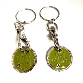 UK Phoenix Trolley Token New £1 Coin Shape 12 Sided Shopping Cart Key Ring Release Shop Locker Keychain (2 x No.1 Mum)