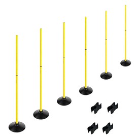 TNZMART Training Agility Poles Set Adjustable Soccer Training Poles Detachable Slalom Poles with Rubber Base (Pack of 6, 4.9 FT)
