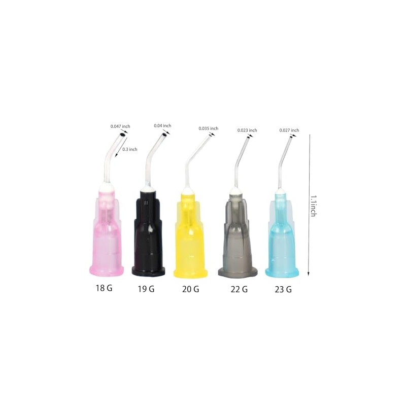 100Pcs Blunt Tip Needle, Bent Blunt Dispensing, Disposable Dental Irrigation