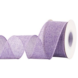 Joycrosso Burlap Wired Edge Ribbon 2 inch x 10 Yards, Lt. Purple, Ideal for Crafting, Gift Wrapping, Wreath, Christmas Tree, and Rustic Wedding Decorations