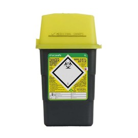 Lyall Willis Sharps Bin 1L Grey Eco freindly - Yellow Lid (Single Pack)