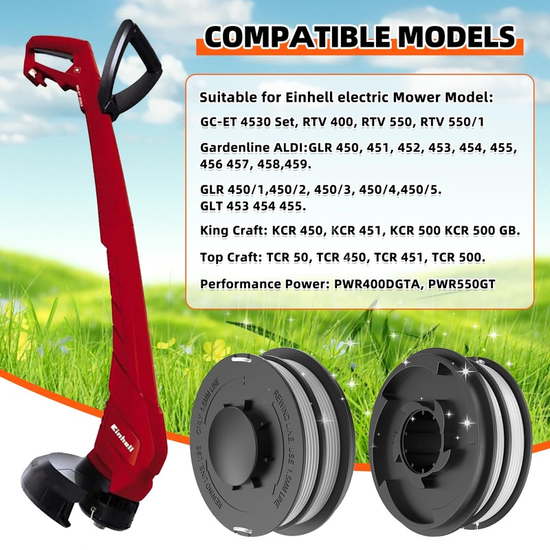 MUFUSHAN 3405685 Ersatzspule, Spulenabdeckung TLE-02-1, für EINHELL Rasentrimmer GC-ET 4530