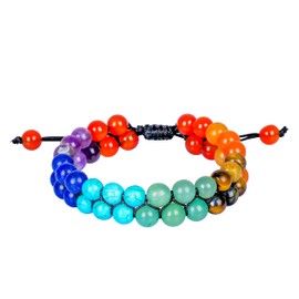 JAGPAROVA Chakra Bracelet - Good Luck Crystals - Gemstone Bracelets - Crystals Bracelet - Beaded Bracelets - Crystals And Gemstones - Chakra Crystal Bracelet - Reiki Gifts (seven chakra Double layer)