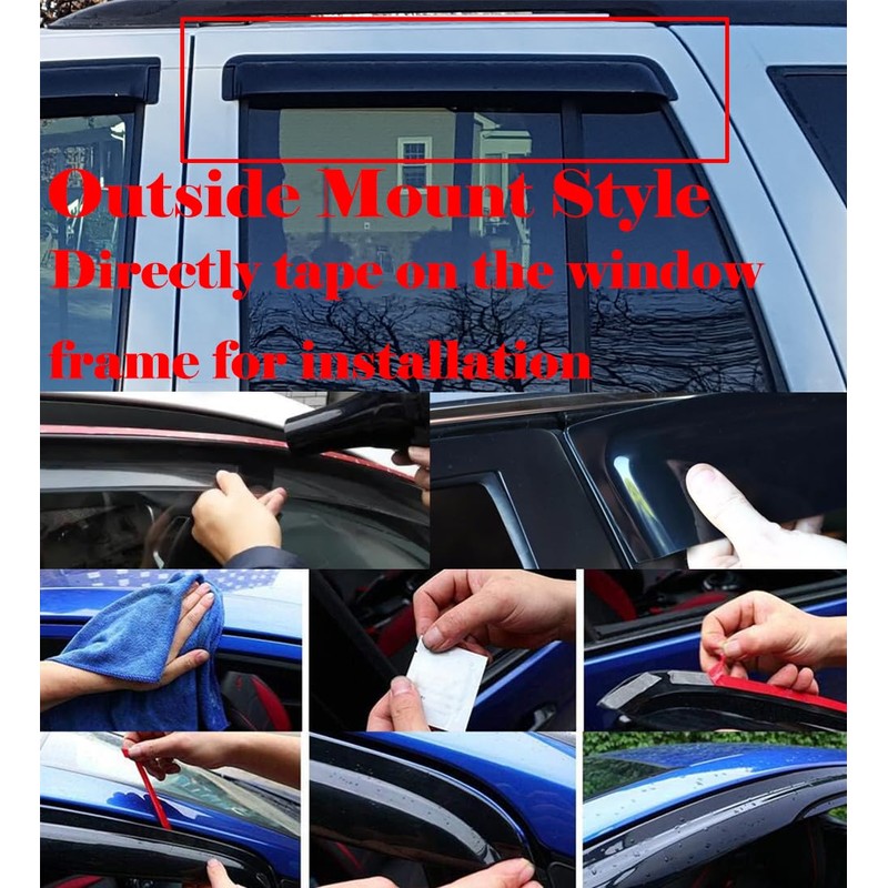 Smoke Tinted Window Visors Vent Sun Shade Rain Wind Guards